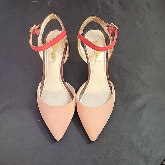 LOUISE ET CIE LOW ESPERANCE LEATHER SUEDE ANKLE STRAP HEELS - Picture 2 of 15